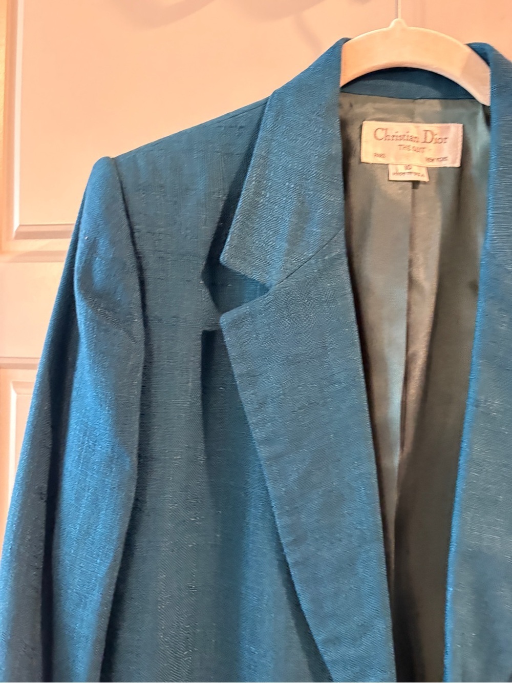 Vintage Christian Dior The Suit Teal Skirt Suit Set Size 10 Made in USA - Picture 8 of 16